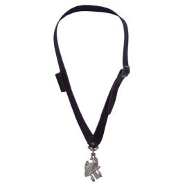 Bandoliere 40 mm, Haken, Leder schwarz/weiß